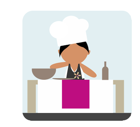 icona con illustrazione che rappresenta una cuoca